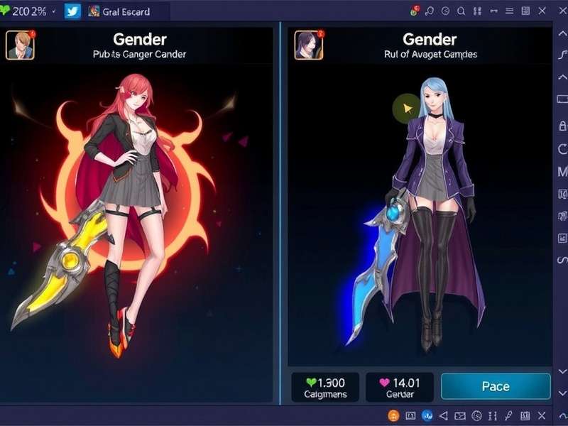 Crossfire Legends gender change interface showing male and female options