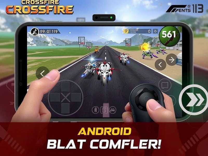 Gamer using controller on mobile phone playing CrossFire Legends