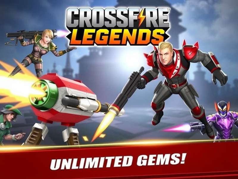 CrossFire Legends Mod Apk Unlimited Gems gameplay screenshot showing premium weapons and gems